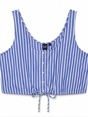 GAP Blue and White Striped Crop Top XXL